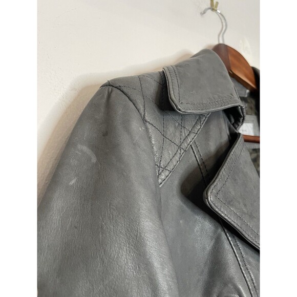 MARC NEW YORK  ANDREW MARC Womens Small Gray Moto Leather Jacket Zipper Chic - Picture 5 of 9